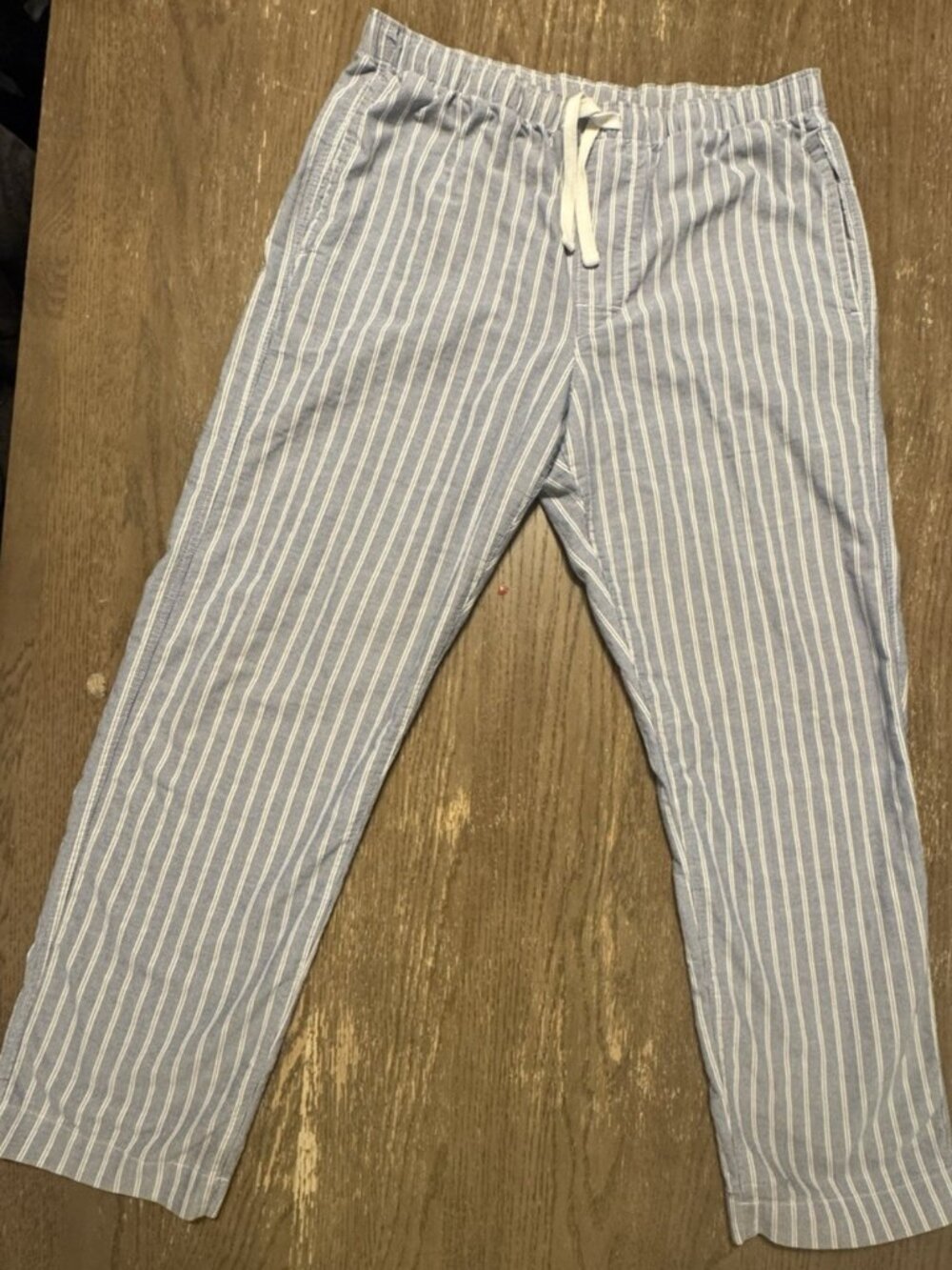 Gap Women Woven PJ Pant Mosaic Blue Stripe Cotton Pockets Medium